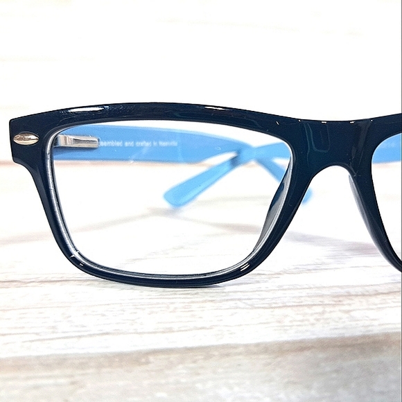 NEW Made in USA Eyeglass Frame Glasses, Blue Chunky, Full Rim 50-14-138 - Picture 2 of 7